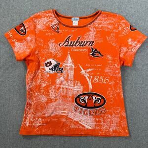 Auburn Tigers Y2k Fitted Tee Shirt Women's X-Large Embellished Short Sleeve